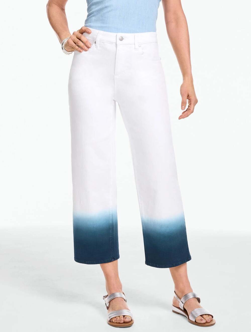 Talbots Wide Crop High Waist Jeans Dip Dyed size 4